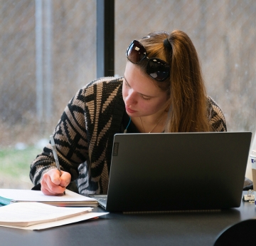 Student studying in the library